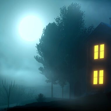 Foggy and creepy old house. 3d illustration